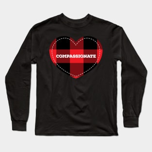 Buffalo Plaid Lumberjack Compassionate Love Heart Long Sleeve T-Shirt